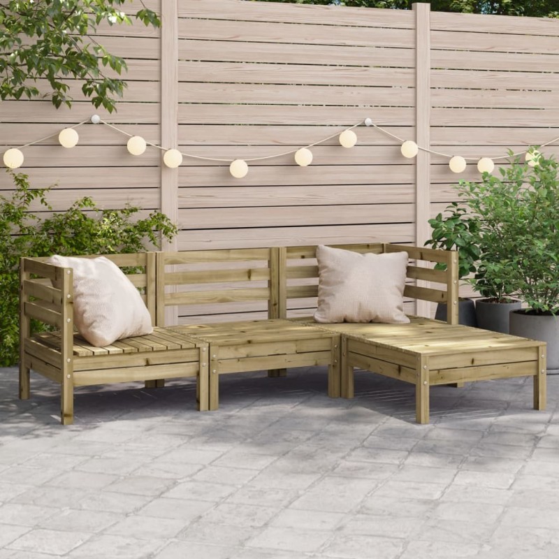 Canapé de jardin 3 places avec repose-pieds bois pin imprégné 