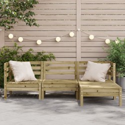 Canapé de jardin 3 places avec repose-pieds bois pin imprégné 