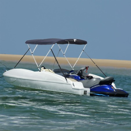 Toit bimini à 3 arceaux parois en maille 183x(137-152)x137 cm 