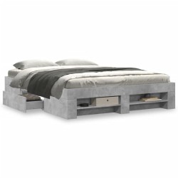 Cadre de lit sans matelas gris béton 150x200 cm bois ingénierie 