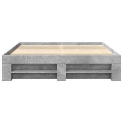 Cadre de lit sans matelas gris béton 150x200 cm bois ingénierie 