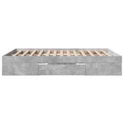 Cadre de lit sans matelas gris béton 150x200 cm bois ingénierie 