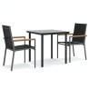 Ensemble à manger de jardin 3 pcs noir textilène et acier 