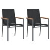 Ensemble à manger de jardin 3 pcs noir textilène et acier 