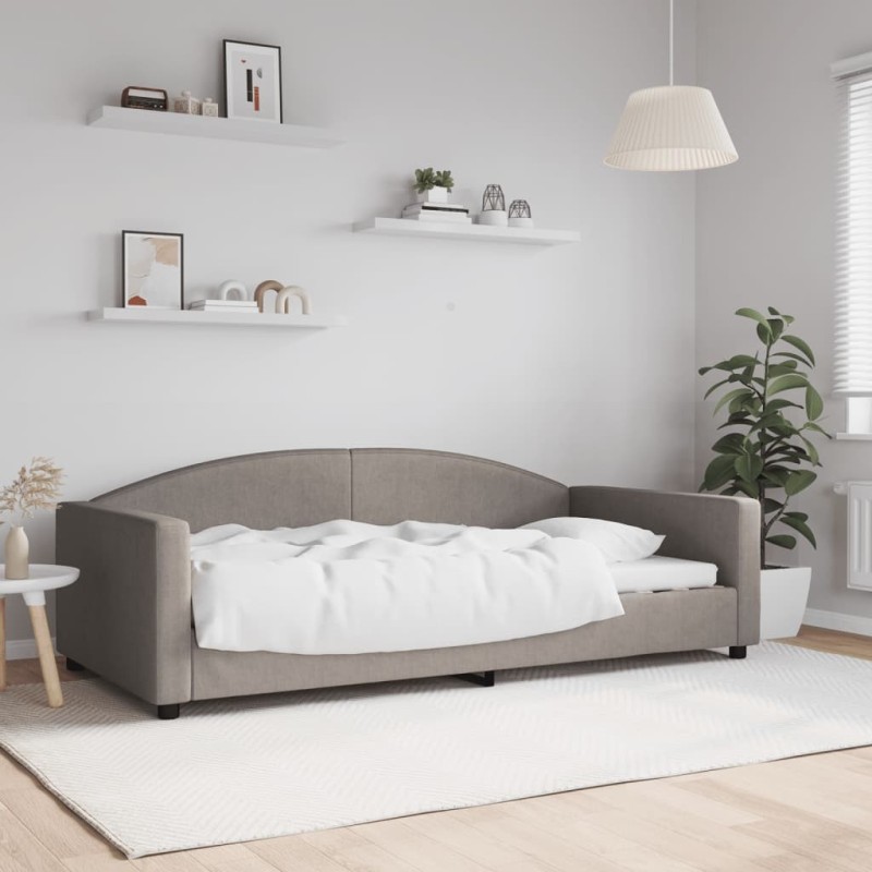 Lit de repos taupe 100x200 cm tissu 