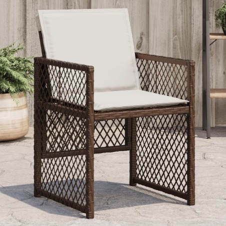 Chaises de jardin avec coussins lot de 4 marron résine tressée 