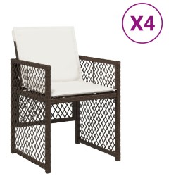 Chaises de jardin avec coussins lot de 4 marron résine tressée 