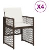 Chaises de jardin avec coussins lot de 4 marron résine tressée 