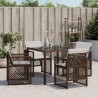 Chaises de jardin avec coussins lot de 4 marron résine tressée 