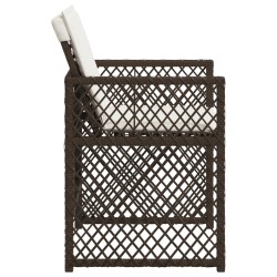Chaises de jardin avec coussins lot de 4 marron résine tressée 