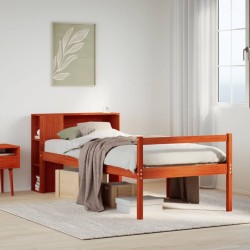 Lit bibliothèque sans matelas cire marron 75x190 cm bois massif 