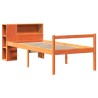 Lit bibliothèque sans matelas cire marron 75x190 cm bois massif 