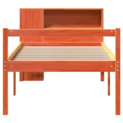 Lit bibliothèque sans matelas cire marron 75x190 cm bois massif 