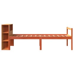 Lit bibliothèque sans matelas cire marron 75x190 cm bois massif 