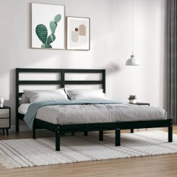 Cadre de lit sans matelas noir 150x200 cm bois massif 