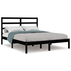 Cadre de lit sans matelas noir 150x200 cm bois massif 