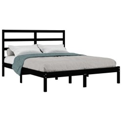 Cadre de lit sans matelas noir 150x200 cm bois massif 