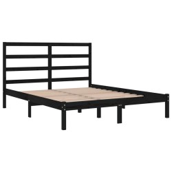 Cadre de lit sans matelas noir 150x200 cm bois massif 