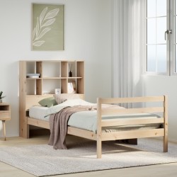 Lit bibliothèque sans matelas 90x190 cm bois de pin massif 