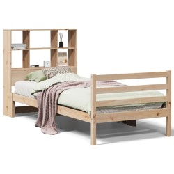 Lit bibliothèque sans matelas 90x190 cm bois de pin massif 
