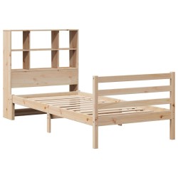 Lit bibliothèque sans matelas 90x190 cm bois de pin massif 