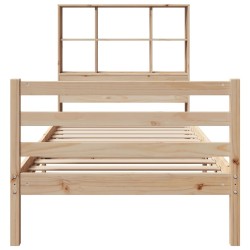 Lit bibliothèque sans matelas 90x190 cm bois de pin massif 