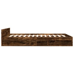 Cadre de lit avec tiroirs sans matelas chêne fumé 140x190 cm 