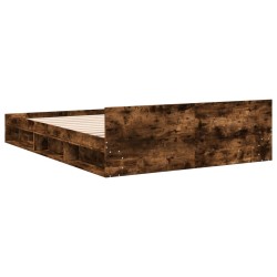 Cadre de lit avec tiroirs sans matelas chêne fumé 140x190 cm 
