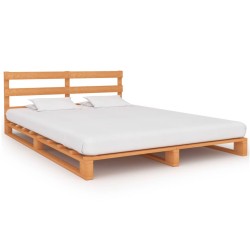 Cadre de lit de palette Marron Bois de pin massif 120x200 cm 
