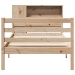 Lit bibliothèque sans matelas 75x190 cm bois de pin massif 