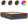 Cadre de lit avec LED sans matelas chêne marron 135x190 cm 