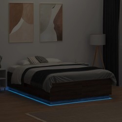 Cadre de lit avec LED sans matelas chêne marron 135x190 cm 