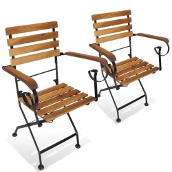 Chaises pliables de jardin lot de 2 Acier et bois acacia solide 