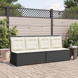 Banc inclinable de jardin avec coussins noir résine tressée 
