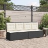Banc inclinable de jardin avec coussins noir résine tressée 