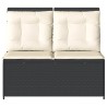 Banc inclinable de jardin avec coussins noir résine tressée 