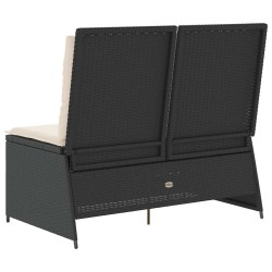 Banc inclinable de jardin avec coussins noir résine tressée 