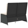 Banc inclinable de jardin avec coussins noir résine tressée 