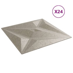Panneaux muraux 24 pcs béton 50x50 cm XPS 6 m² étoile 