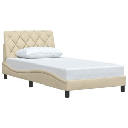 Cadre de lit sans matelas crème 100x200 cm tissu 
