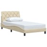 Cadre de lit sans matelas crème 100x200 cm tissu 