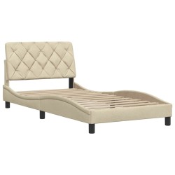 Cadre de lit sans matelas crème 100x200 cm tissu 