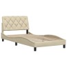 Cadre de lit sans matelas crème 100x200 cm tissu 