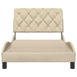 Cadre de lit sans matelas crème 100x200 cm tissu 