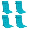 Coussins de chaise à dossier haut lot de 4 turquoise 