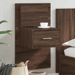 Table de chevet murale avec lumières LED chêne marron 