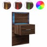 Table de chevet murale avec lumières LED chêne marron 