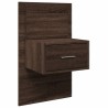 Table de chevet murale avec lumières LED chêne marron 