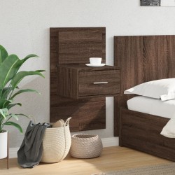 Table de chevet murale avec lumières LED chêne marron 