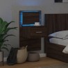 Table de chevet murale avec lumières LED chêne marron 